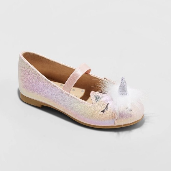 Cat Jack Shoes Nwt Toddler Girls Pink Unicorn Flats Size